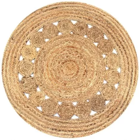  Covor din iută cu design împletit, 90 cm rotund