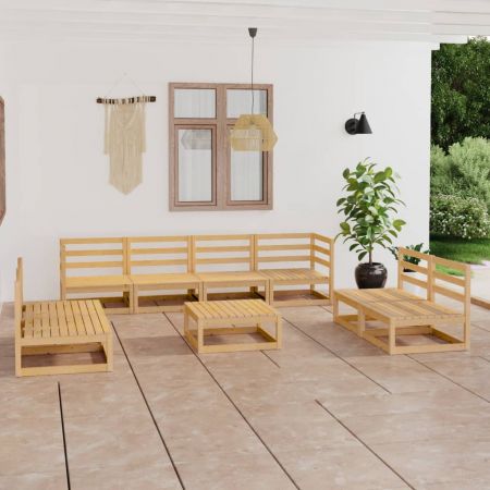 Set mobilier de grădină, 9 piese, lemn masiv de pin