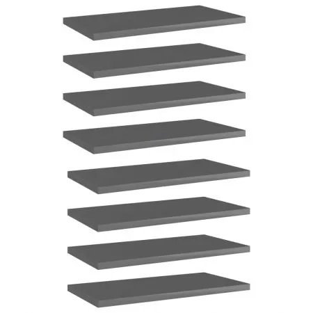  Plăci rafturi 8 buc. gri extralucios 40x20x1,5cm lemn prelucrat