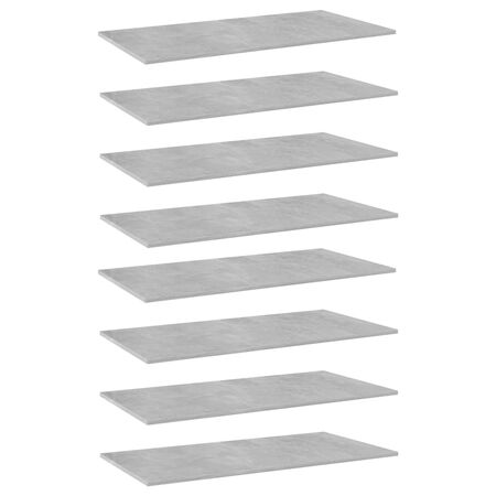  Plăci bibliotecă, 8 buc., gri beton, 80 x 30 x 1,5 cm, PAL
