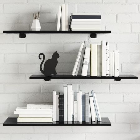  Plăci bibliotecă, 8 buc. negru extralucios 80 x 30 x 1,5 cm PAL