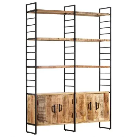  Bibliotecă cu 4 rafturi, 124x30x180 cm, lemn de mango nefinisat