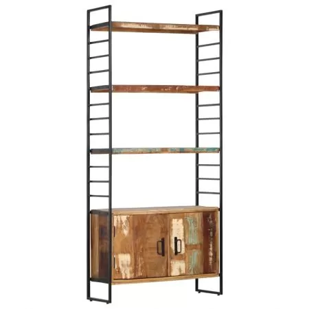  Bibliotecă cu 4 niveluri, 80 x 30 x 180 cm, lemn masiv reciclat
