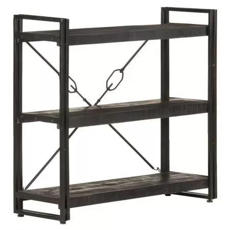  Bibliotecă cu 3 rafturi, negru, 90x30x80 cm, lemn masiv mango