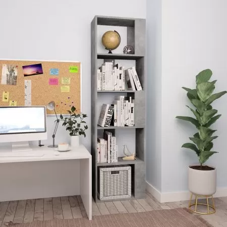  Bibliotecă/Separator, gri beton, 45x24x159 cm, lemn prelucrat