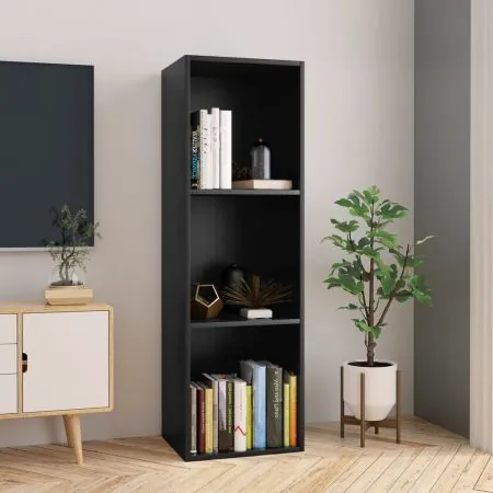  Bibliotecă/Comodă TV, negru, 36 x 30 x 114 cm, PAL  