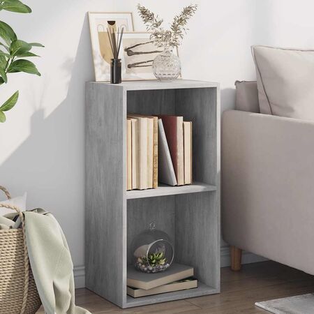 Bibliotecă, 2 rafturi, gri beton, 40 x 30 x 76,5 cm, PAL