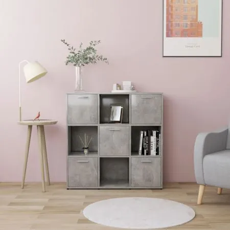  Bibliotecă, gri beton, 90 x 30 x 90 cm, lemn prelucrat