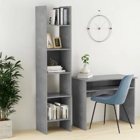  Bibliotecă, gri beton, 40x35x180 cm, lemn prelucrat