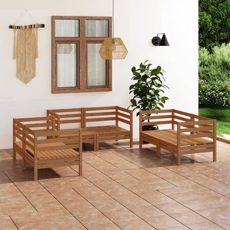  Set mobilier de grădină, 6 piese, maro miere, lemn masiv de pin