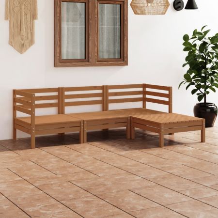 Set mobilier de grădină, 4 piese, maro miere, lemn masiv de pin