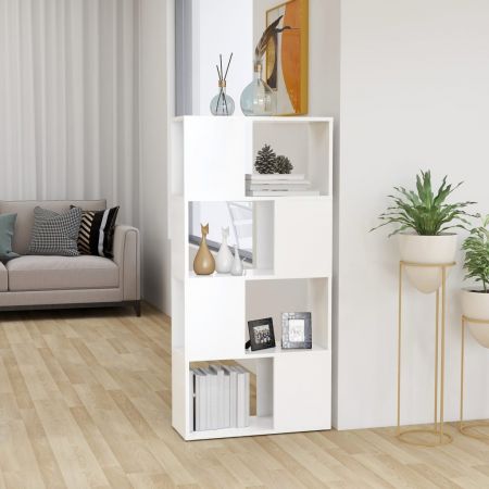 Bibliotecă/Separator cameră, alb, 60x24x124,5 cm, PAL