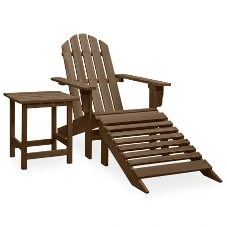  Scaun de grădină Adirondack & otoman&masă maro, lemn masiv brad