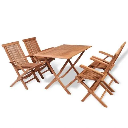  Set mobilier grădină, 5 piese, lemn masiv de tec