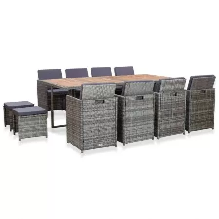  Set mobilier de exterior 13 piese antracit poliratan și acacia