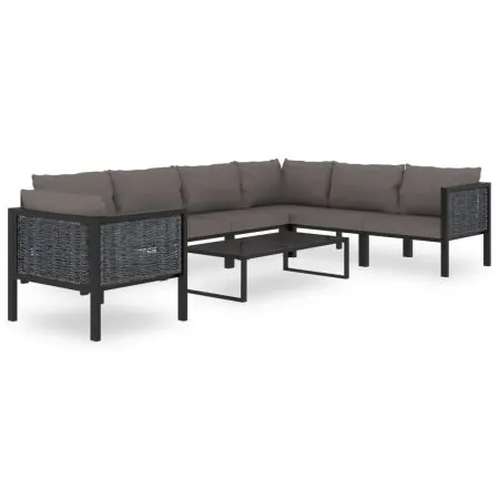  Set mobilier de grădină cu perne, 8 piese, antracit, poliratan