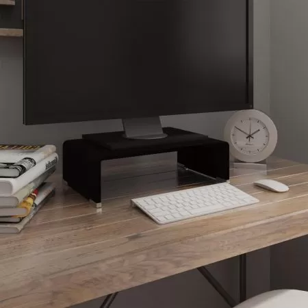  Stativ TV/Suport monitor, sticlă, 40 x 25 x 11 cm, negru