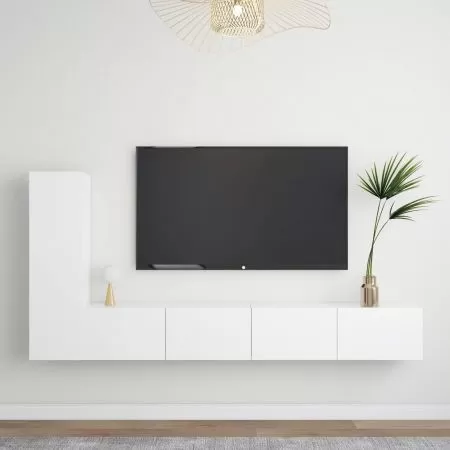  Set dulapuri TV, 3 piese, alb, lemn prelucrat