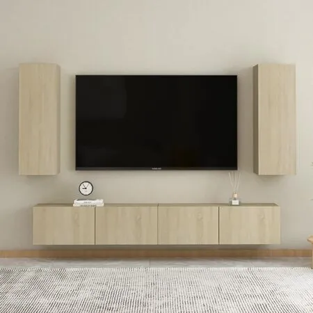 Set de dulapuri TV, 4 piese, stejar sonoma, lemn prelucrat
