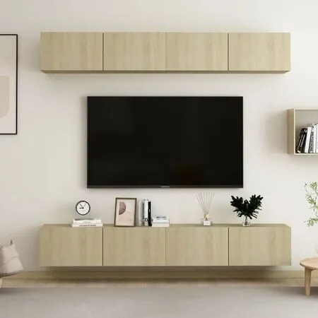  Dulapuri TV, 4 buc., stejar sonoma, 100x30x30 cm lemn prelucrat