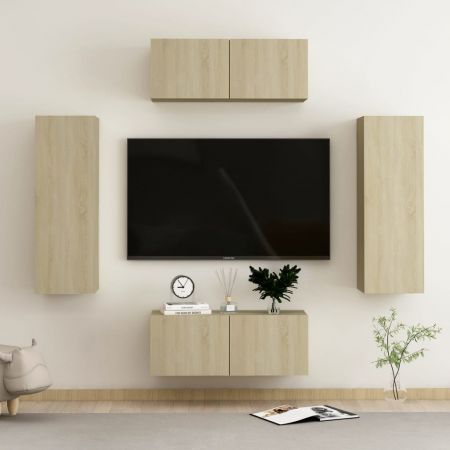 Set de dulapuri TV, 4 piese, stejar sonoma, 80 x 30 x 30 cm