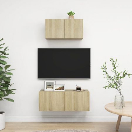 Set de dulapuri TV, 2 piese, stejar sonoma, 60/80 x 30 x 30 cm