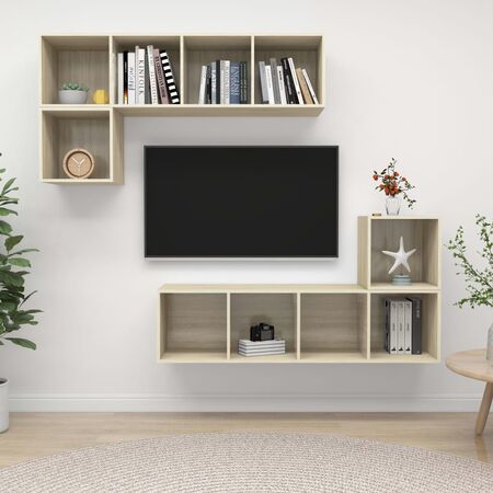  Set de dulapuri TV, 4 piese, stejar sonoma, lemn prelucrat