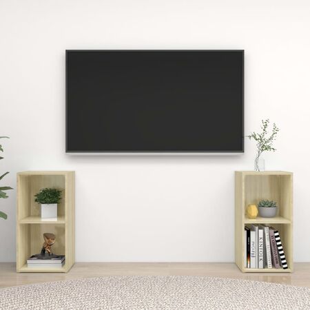  Dulapuri TV 2 buc., stejar Sonoma,72x35x36,5 cm, lemn prelucrat