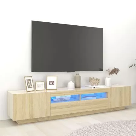  Comodă TV cu lumini LED, stejar sonoma, 200x35x40 cm