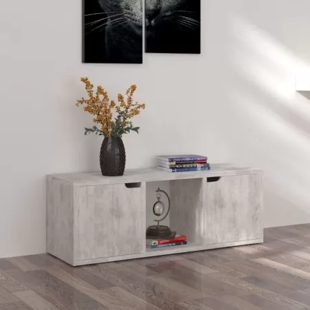  Comodă TV, gri beton, 88,5x27,5x30,5 cm, lemn prelucrat