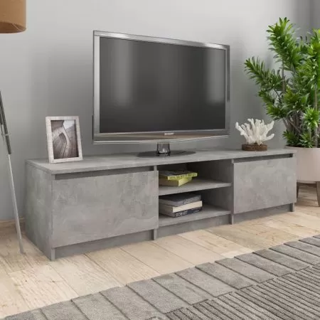  Dulap TV, gri beton, 140x40x35,5 cm, lemn prelucrat