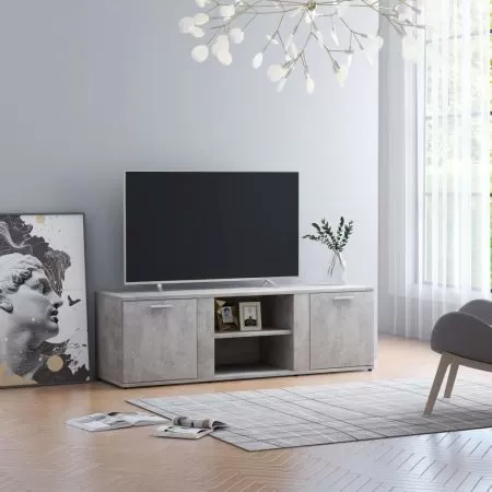  Dulap TV, gri beton, 120x34x37 cm, lemn prelucrat