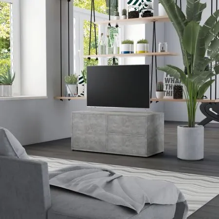  Dulap TV, gri beton, 80x34x36 cm, lemn prelucrat