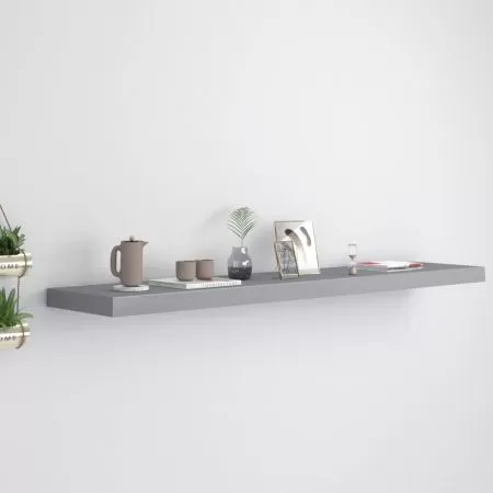  Raft de perete suspendat, gri, 120x23,5x3,8 cm, MDF