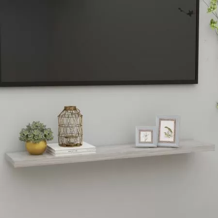  Raft de perete suspendat, gri beton, 120x23,5x3,8 cm, MDF