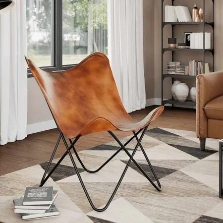  Scaun fluture, maro, piele naturală 