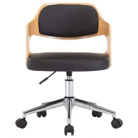 Set 6 bucati scaune pivotante de masa, negru si maro deschis, 47.5 x 53 x 76 cm