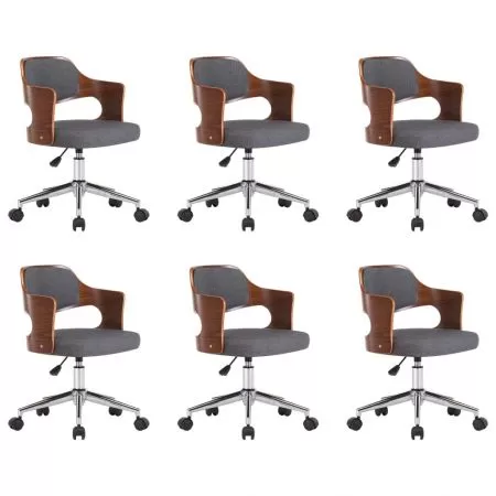 Set 6 bucati scaune pivotante de masa, gri, 47.5 x 53 x 76 cm