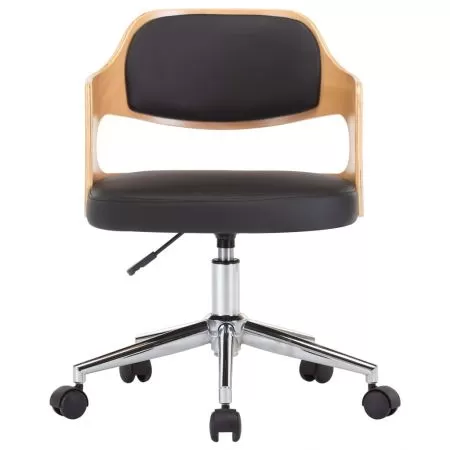 Set 2 bucati scaune pivotante de masa, negru si maro deschis, 47.5 x 53 x 76 cm