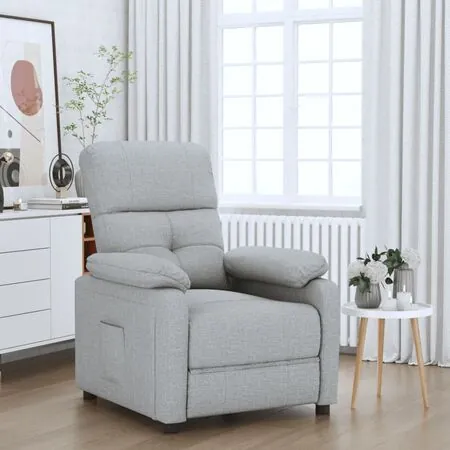  Fotoliu rabatabil, gri deschis, material textil