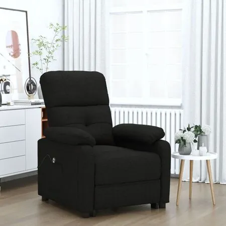  Fotoliu rabatabil electric, negru, material textil