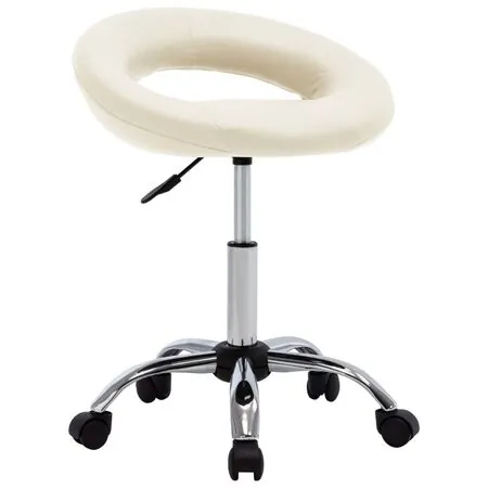  Scaun de bucătărie pivotant, crem, piele ecologică