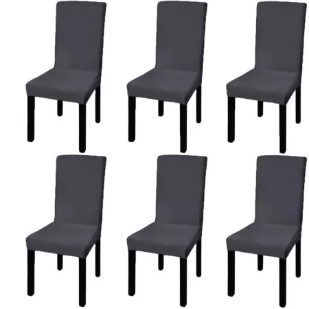 Set 6 bucati huse de scaun elastice drepte, antracit