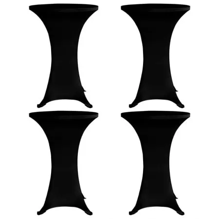 Set 4 bucati husa de masa cu picior, negru, 80 cm