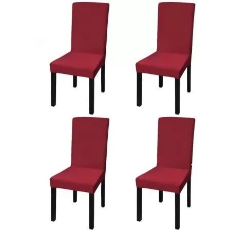 Set 4 bucati huse de scaun elastice drepte, bordo