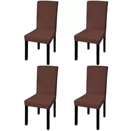 Set 4 bucati huse de scaun elastice drepte, maro
