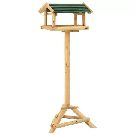  Hrănitor pentru păsări cu stativ, 37x28x100 cm, lemn masiv brad