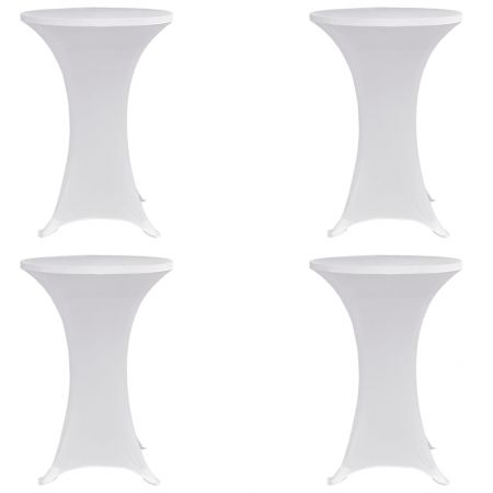 Set 4 bucati huse de masa cu picior, alb, 80 cm