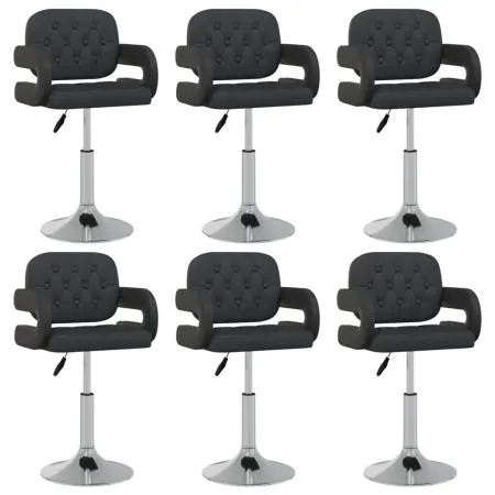  Scaune de bucătărie pivotante, 6 buc., negru, piele ecologică