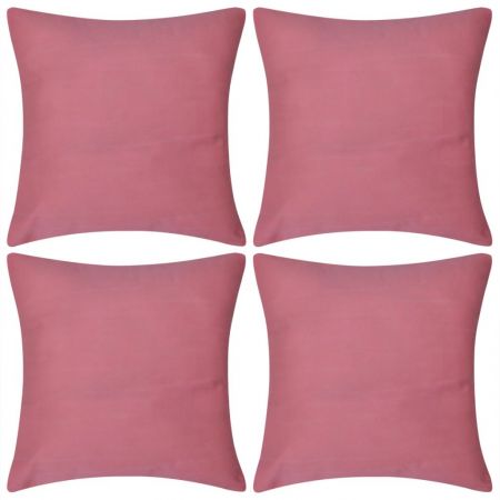 Set 4 bucati huse de perna din bumbac, roz, 40 x 40 cm